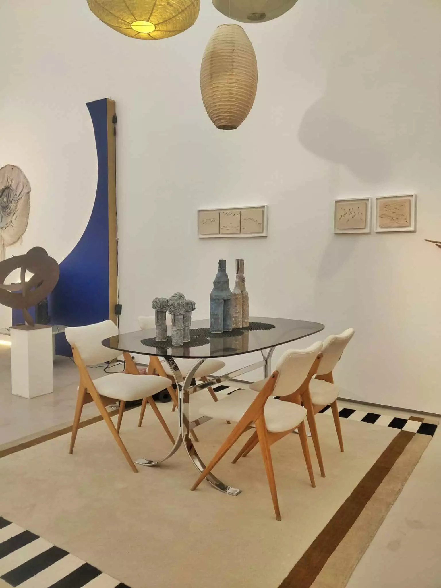 Glass table and guermonprez chairs
