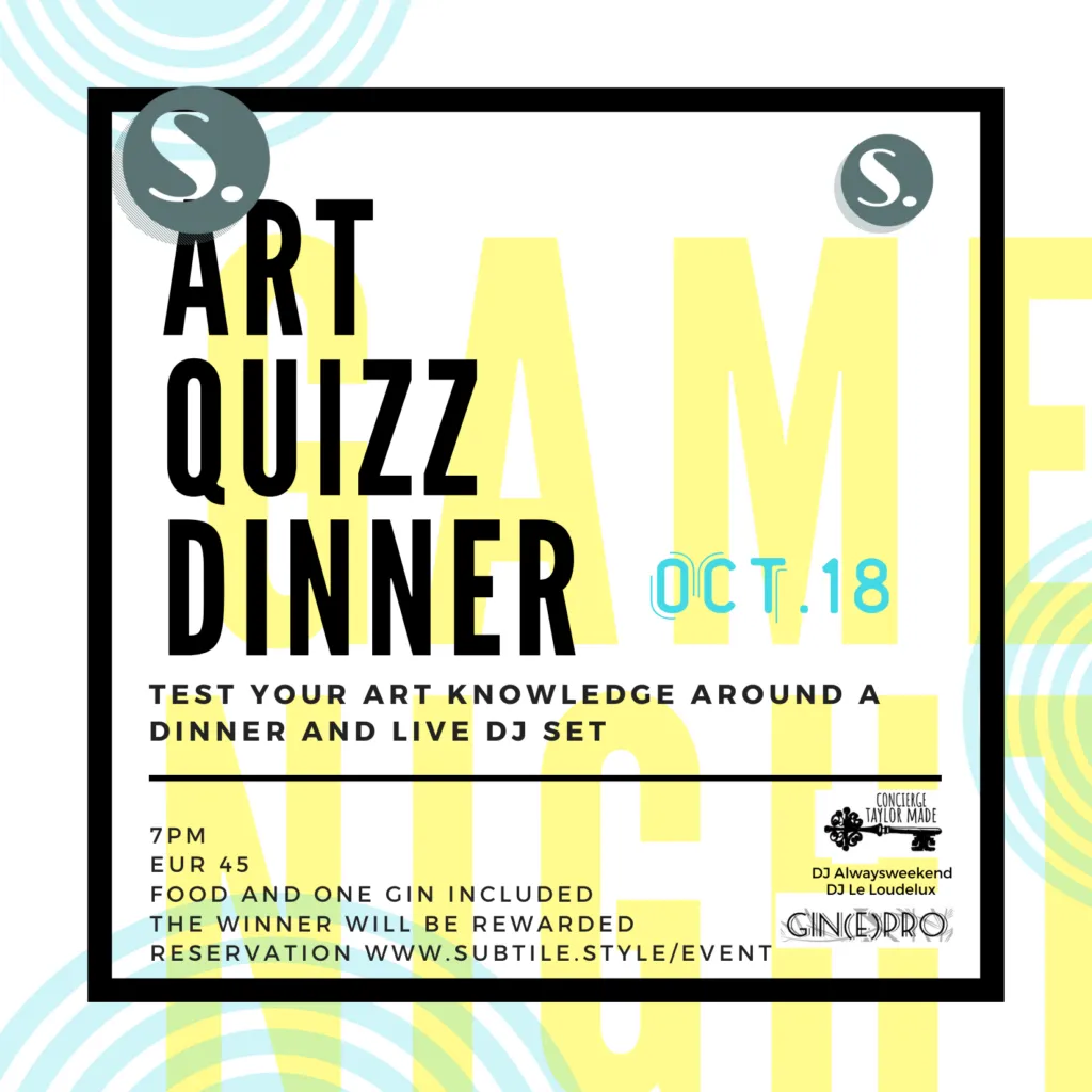 ART QUIZZ DINNER: AN ARTFUL NIGHT WITH DJ SET AND GAMES - 18/10/2024